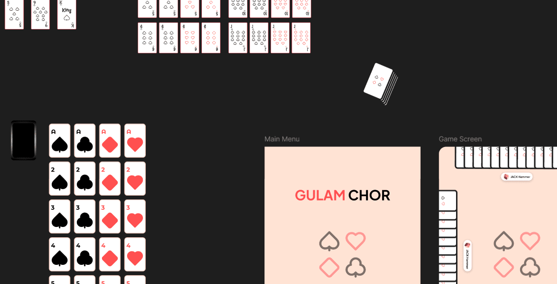 Figma file showcasing some design process of the game